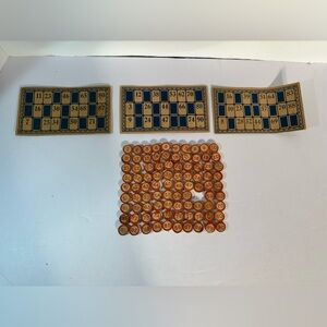 Vintage Bingo Cards And Numbers Wood Red Replacement Game Pieces 1-90 Missing 58